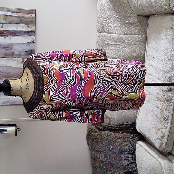 Etcetera Abstract Zebra Print Silk Tunic - Picture 1 of 7